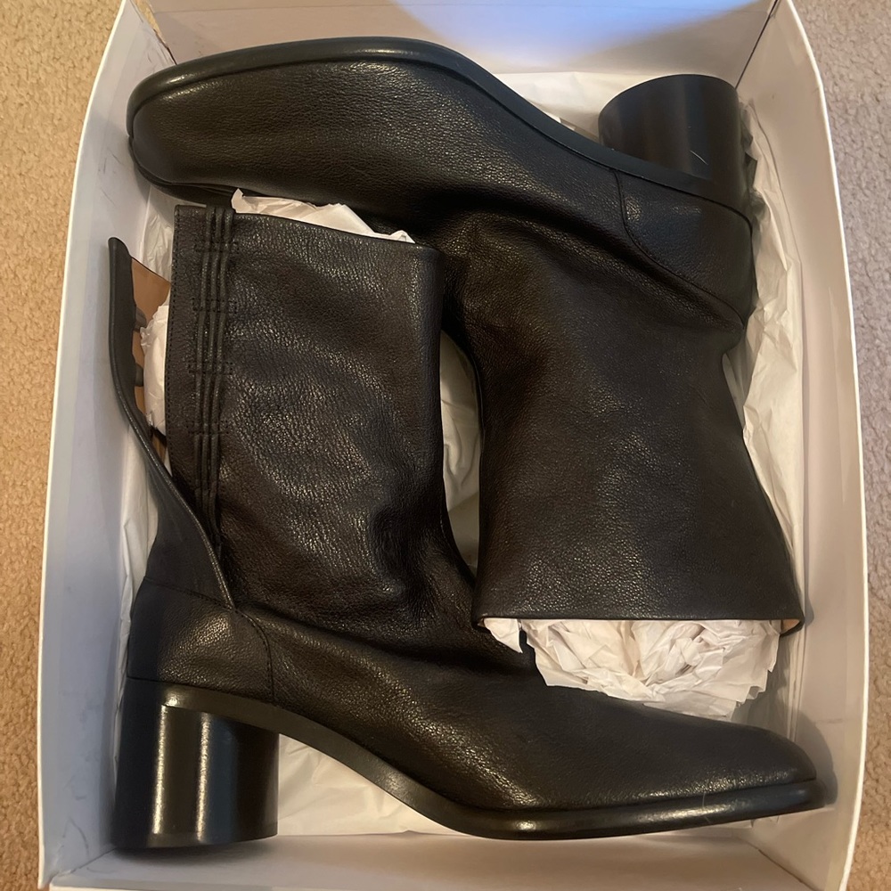 Black leather tabi boots (never worn)
